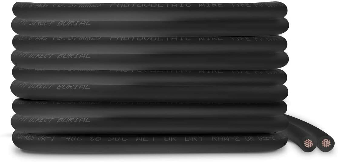 8 AWG Solar Panel Wire 150′ Power Cable UL 4703 Copper MADE IN USA Black