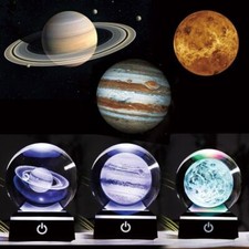 80mm Crystal Solar System Planet Globe 3D Laser Engraved Ball with Touch Switch