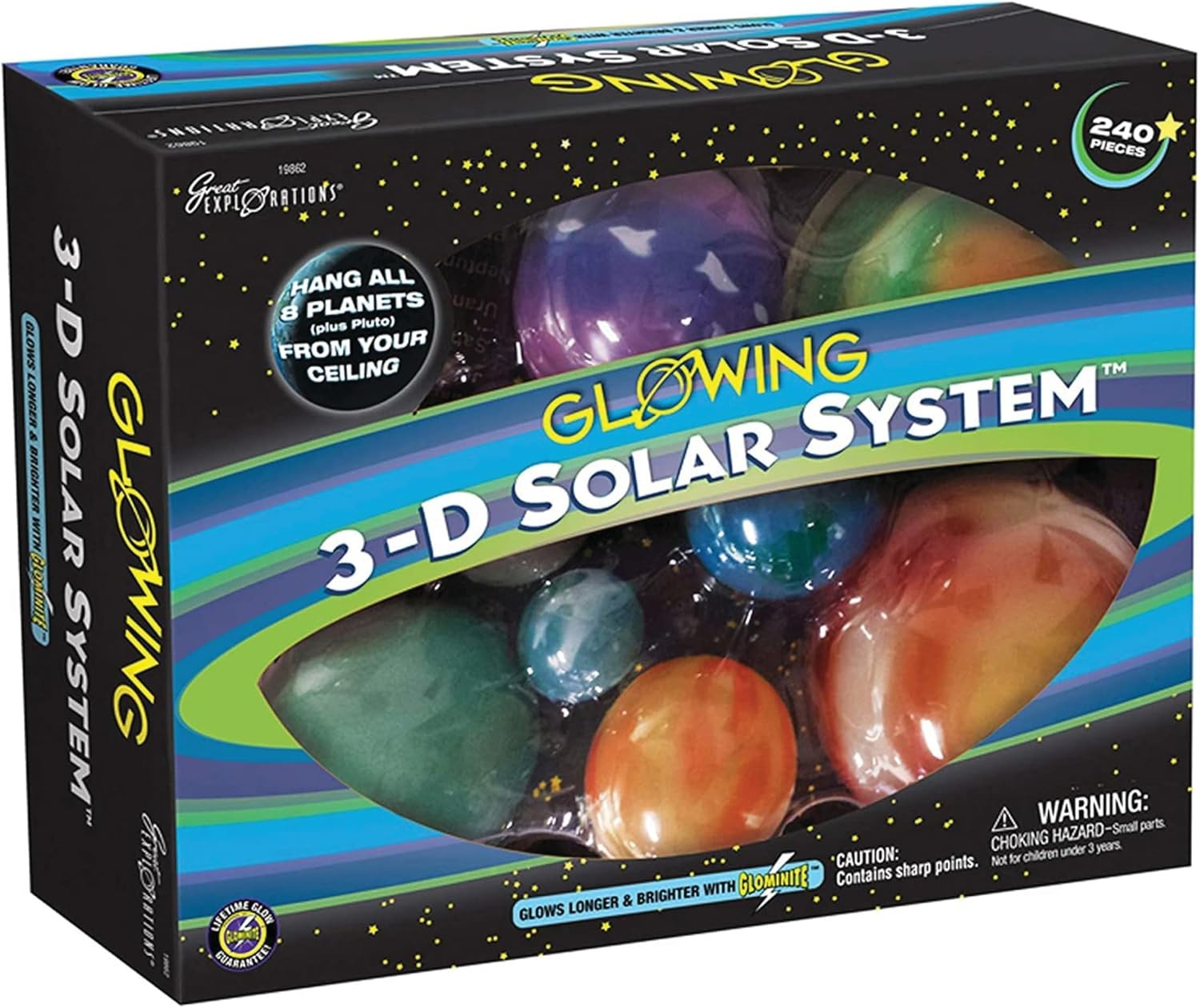 Great Explorations, 3-D Solar System Glow in the Dark Ceiling Hanging Kit 3D Pla