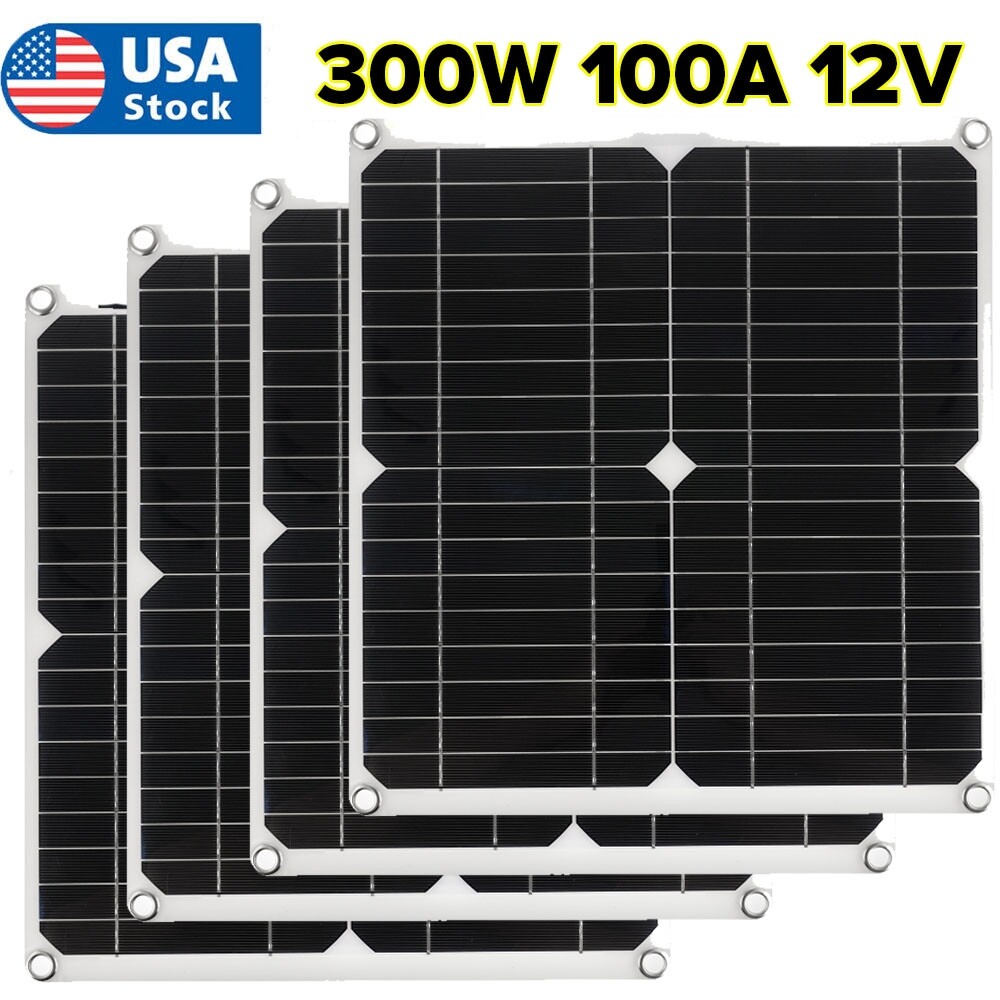 300 Watts Solar Panel Kit 100A 12V Battery Charger Caravan Boat RV Camping Home