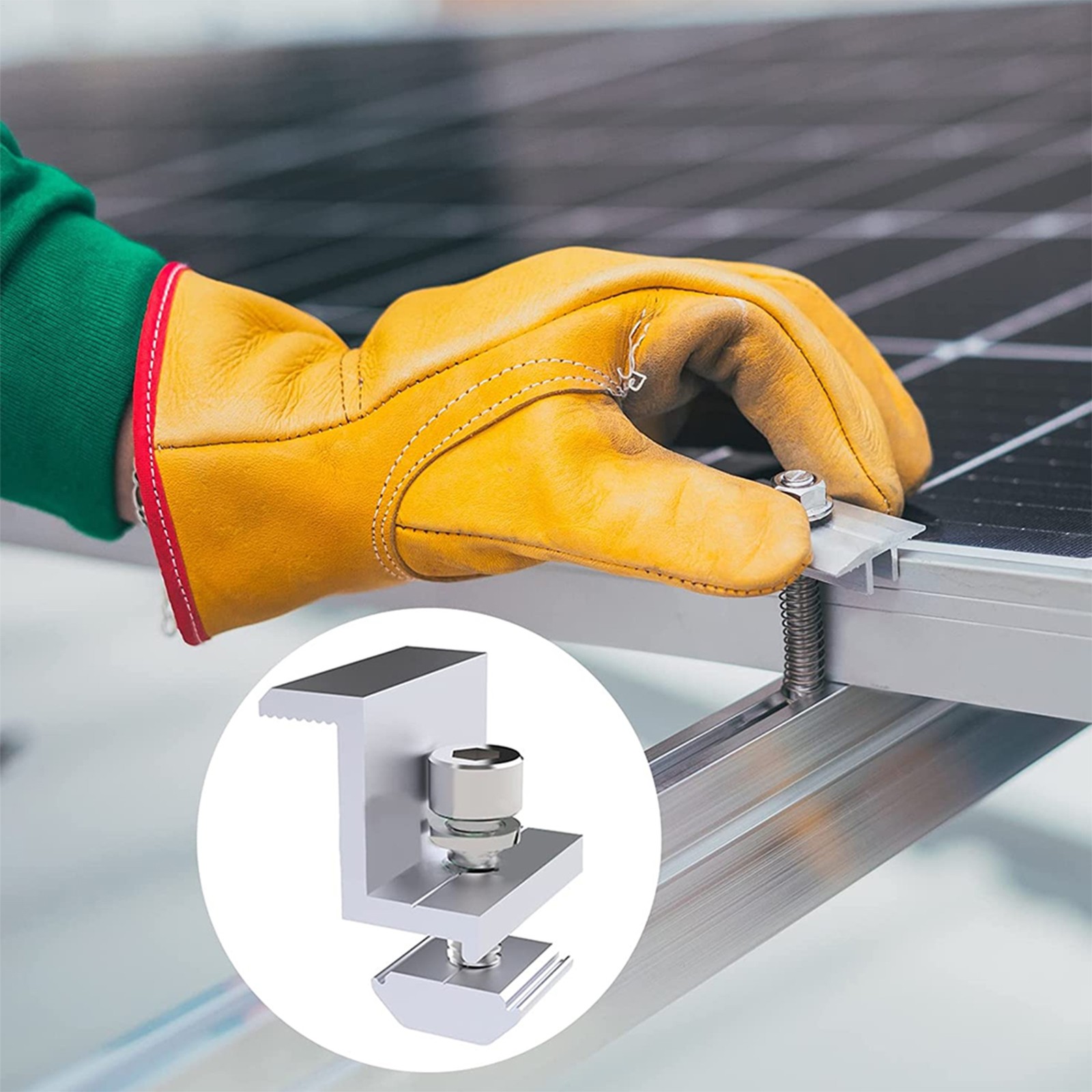 10PCS Solar Mount Z Bracket Pressing Block PV Panel Rail End Grounding Clamp