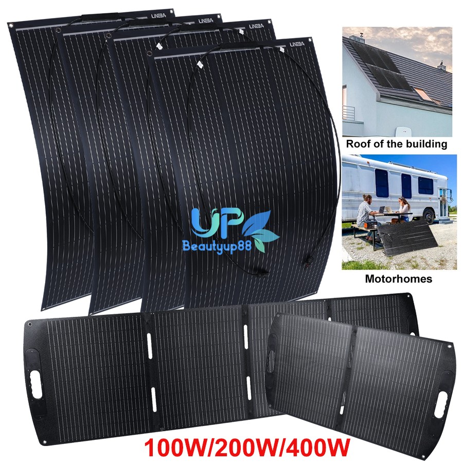 100W 200W 400W Watt Mono Solar Panel 12V Off-Grid Battery Charger RV Home Camper