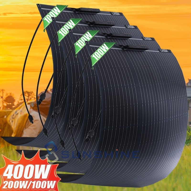 200W 400W Flexible Solar Panel 18V Mono Home RV Rooftop Camping Off-Grid Power