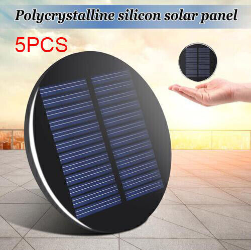 5pcs Mini Solar Panel Module 6V 2W 0.35A 80MM Round Poly DIY Epoxy Cell Battery