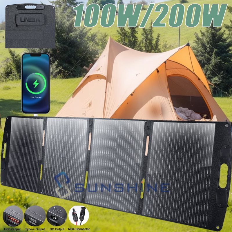 100W 200W Foldable Portable Solar Panel Mono for Power Station Home RV Camp Farm