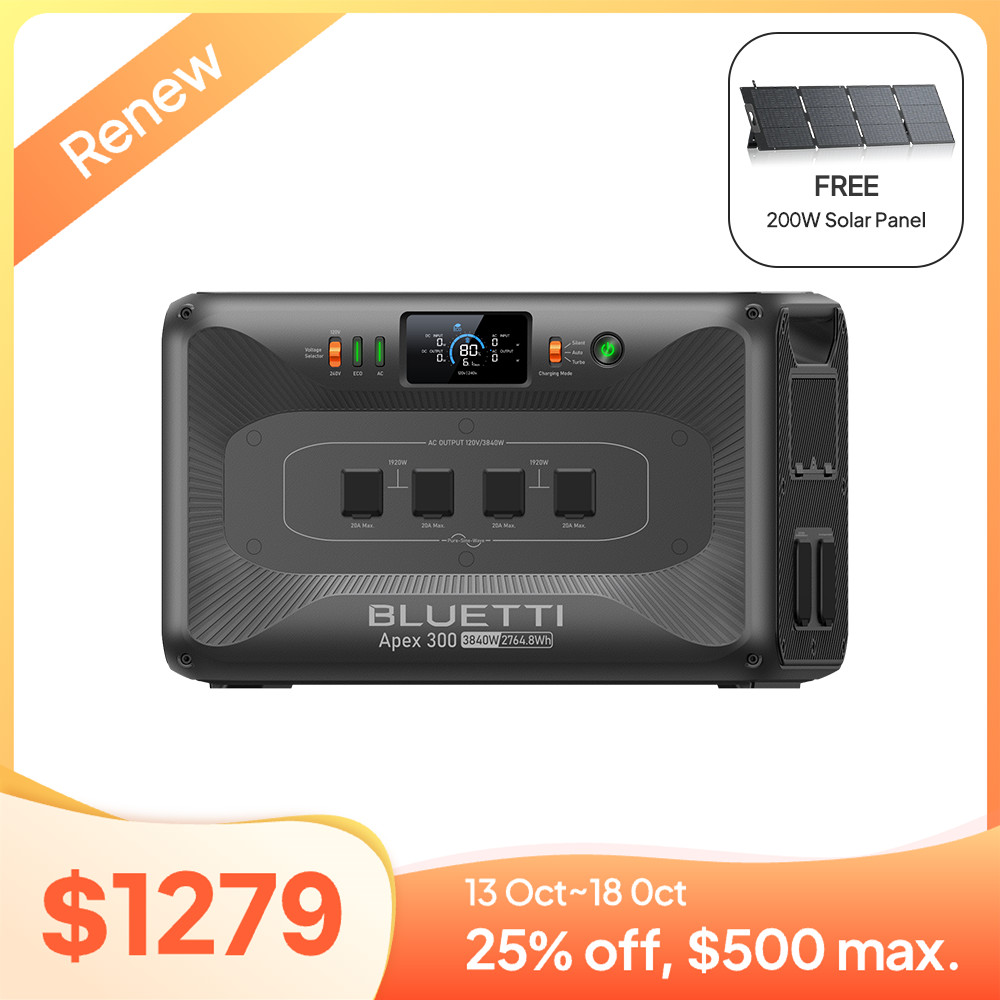 BLUETTI Apex 300 2764Wh Portable Power Station Expandable Generator for Off-grid