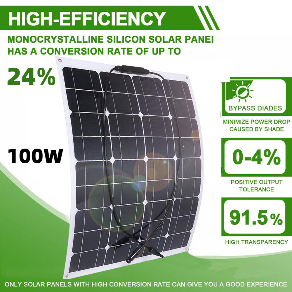 100w watt flexible Solar Panel 12v Battery Charger for RV Camping Off Grid Power