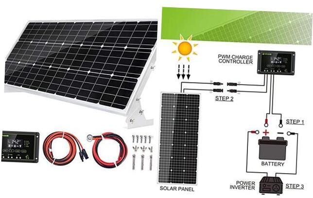 12V Solar Panel Kit Battery Charger 100 Watt 12 Volt Off Grid System for 100W