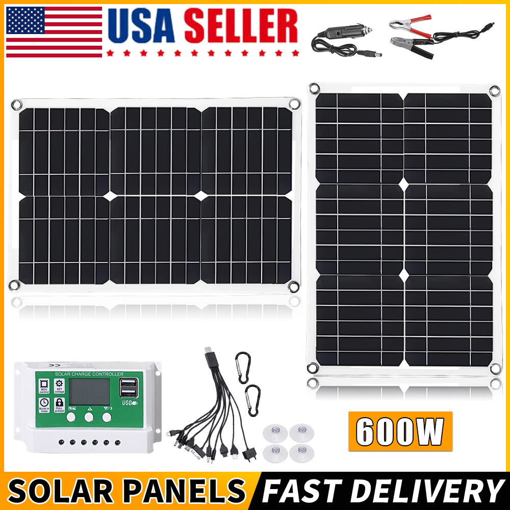 600 Watts Solar Panel Kit 100A 12V Battery Charger w/ Controller Caravan Boat RV