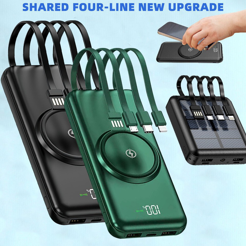 Portable Power Bank 2 USB External Battery Charger For Cell Phone w/ Solar Panel