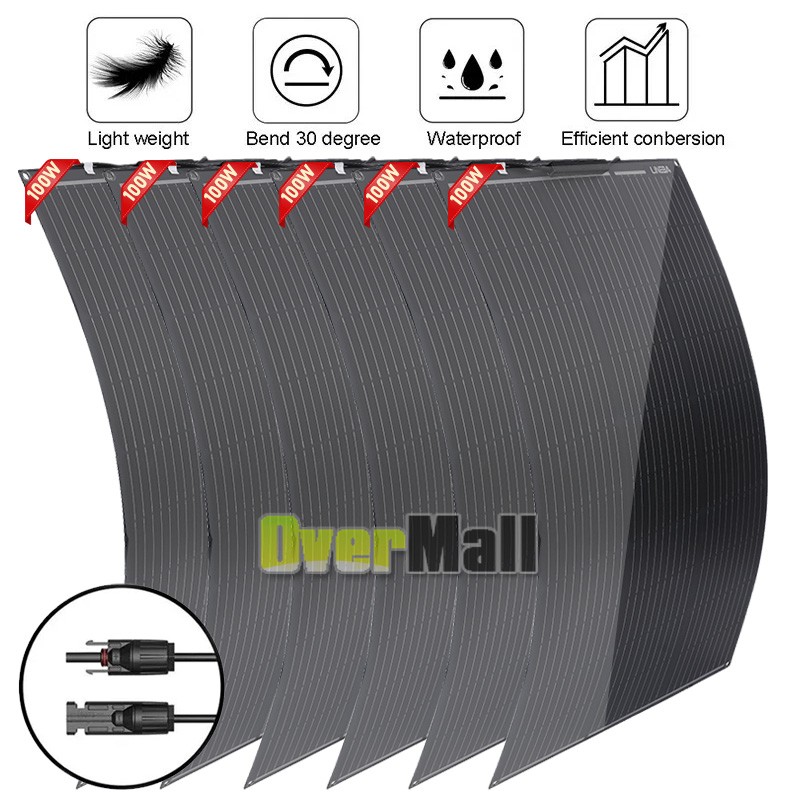 600W Flexible Portable Solar Panel 23.5% RV Rooftop Cabin Car Boat Home Camping