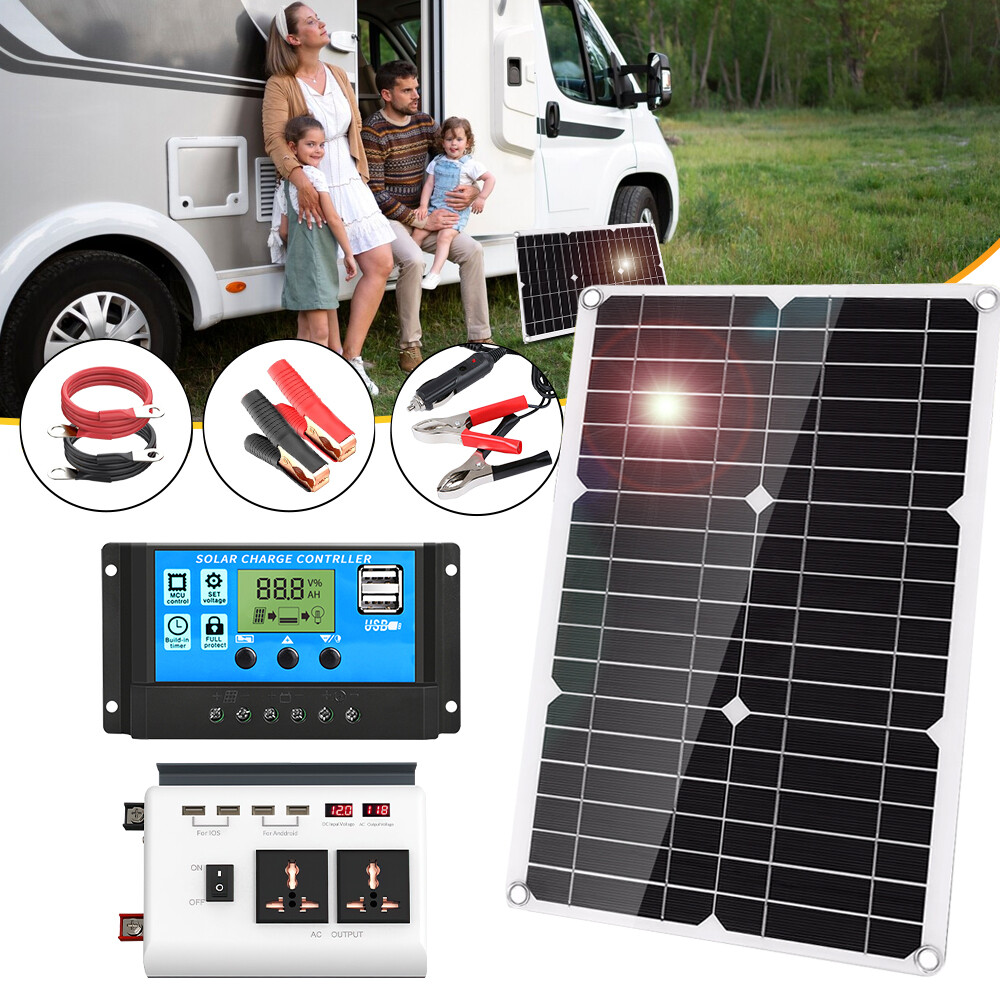 600W Complete Solar Panel Kit Solar Power Inverter Generator Home Grid System