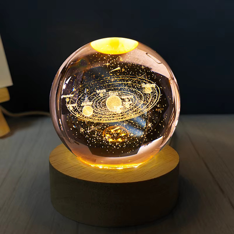 3D Art Crystal Ball Night Lamp – Solar System