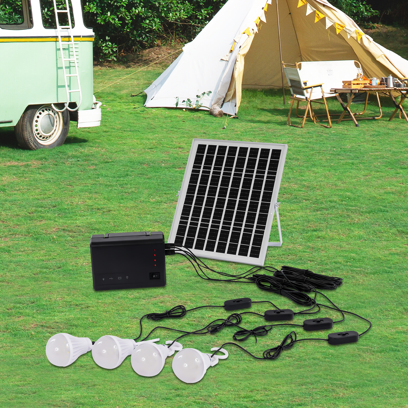 Portable Solar Generator Kit Power Inverter for Camping Solar Panel Rechargeable