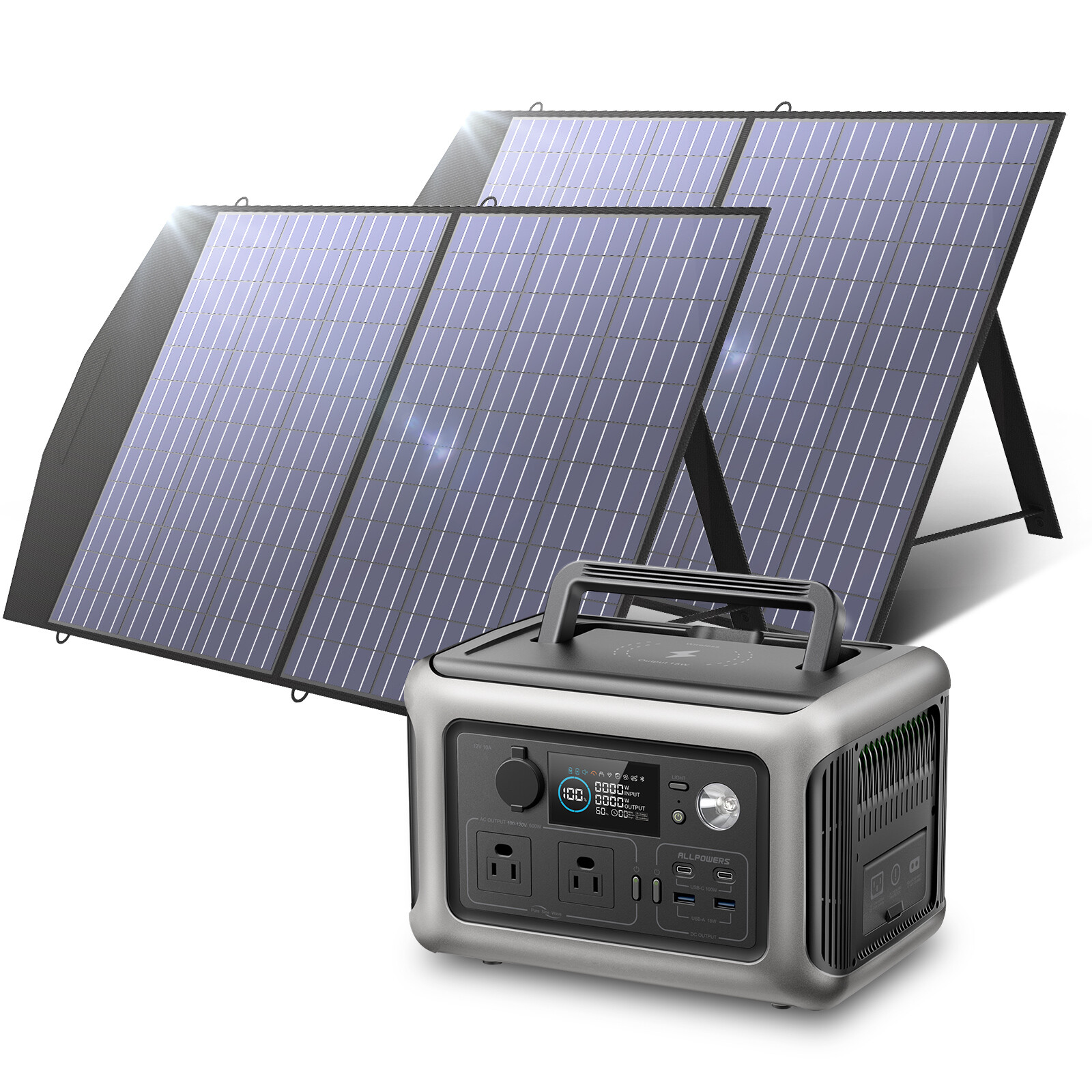 ALLPOWERS R600 600W Solar Generator WIth Solar Panel 200W For Outdoor Camping