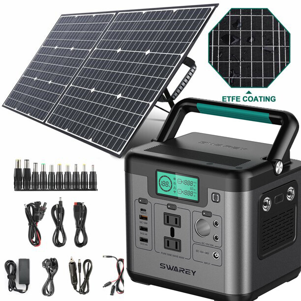 518Wh Power Station Solar Generator 100W Foldable Solar Panel ACDC/USB3.C/Type-C