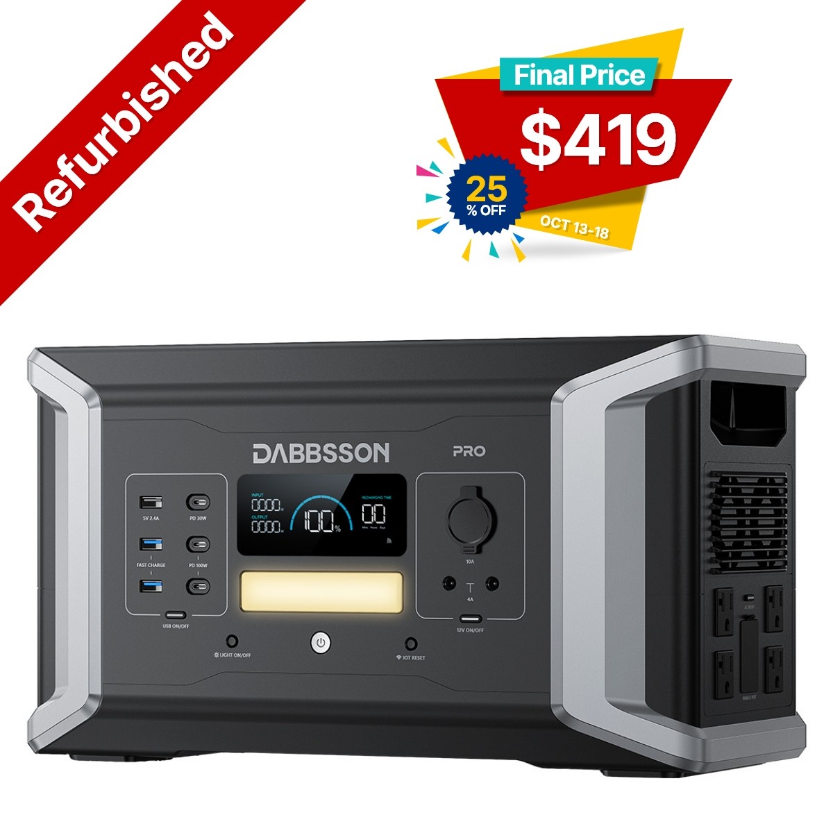 Dabbsson DBS1000Pro 1024Wh Portable Power Station Solar Generator for Camping RV