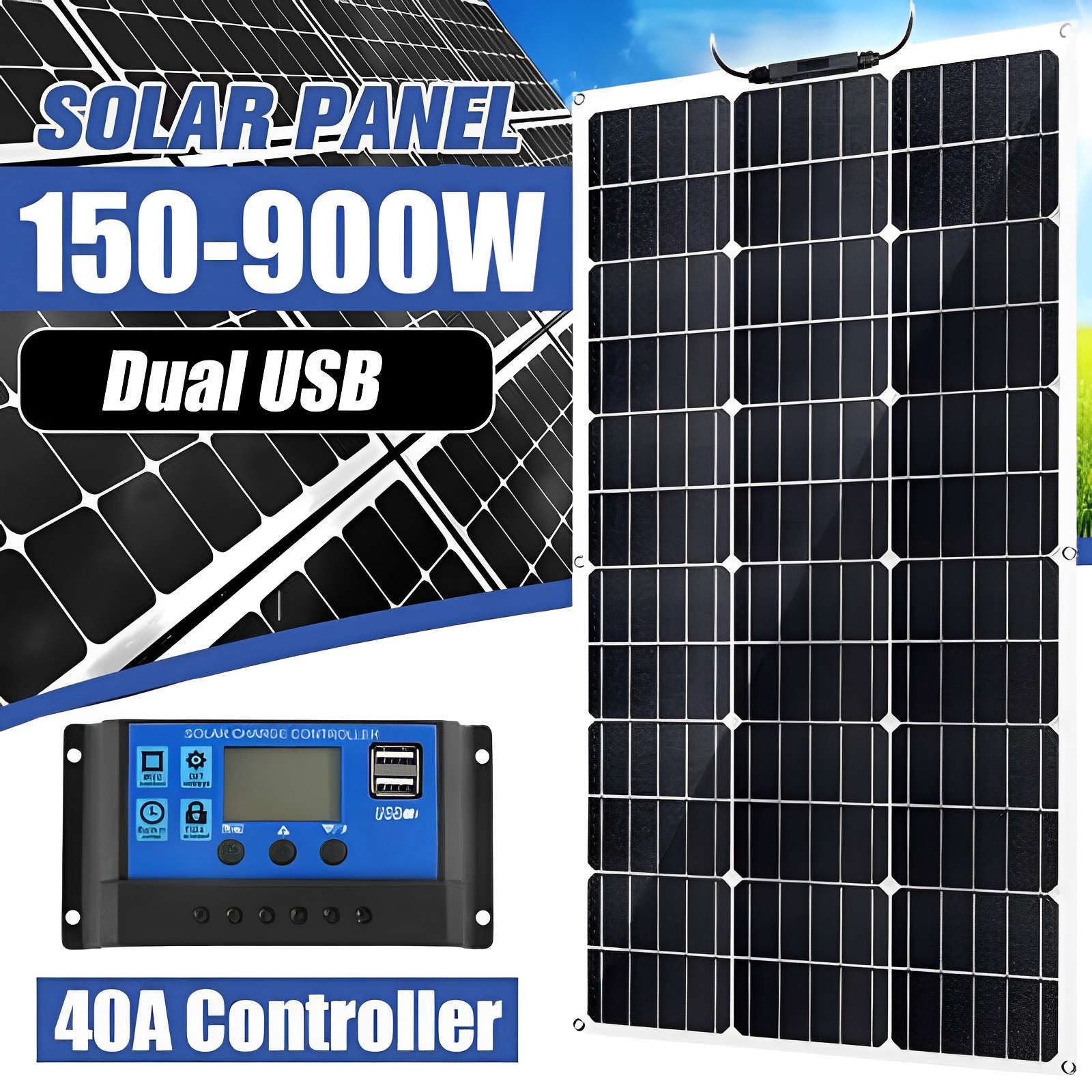 Flexible Solar Panel Kit 300-1500Watt 12V 24V Camping RV Home Monocrystalline
