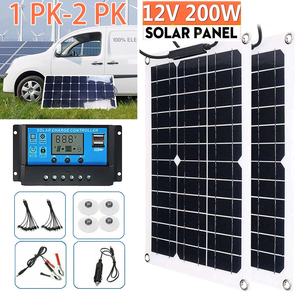200 Watts Solar Panel Kit 12V 100A Battery Charger with Controller Caravan Boat