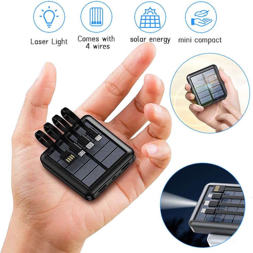 2025 Small 20000mAh 2 USB Portable Charger Solar Power Bank for all Cell Phone