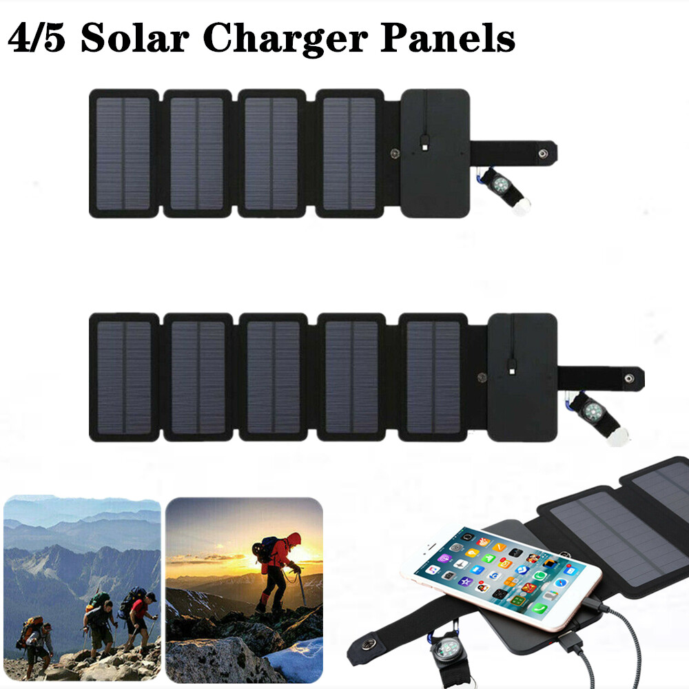 4 Panels Portable USB Solar Charger Power Bank Backpack for Camping charging