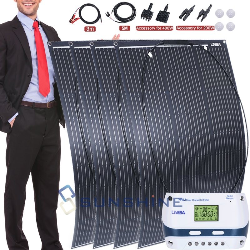 Portable Flexible Solar Panel 100W 200W 400W w/ 30A Controller for Power Station