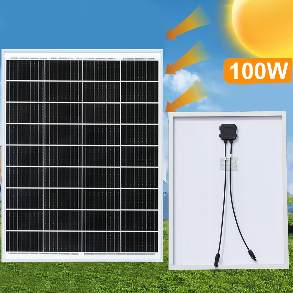 100 Watts Solar Panel Kit 12V Battery Charger for Caravan Boat RV Off-Grid Boat