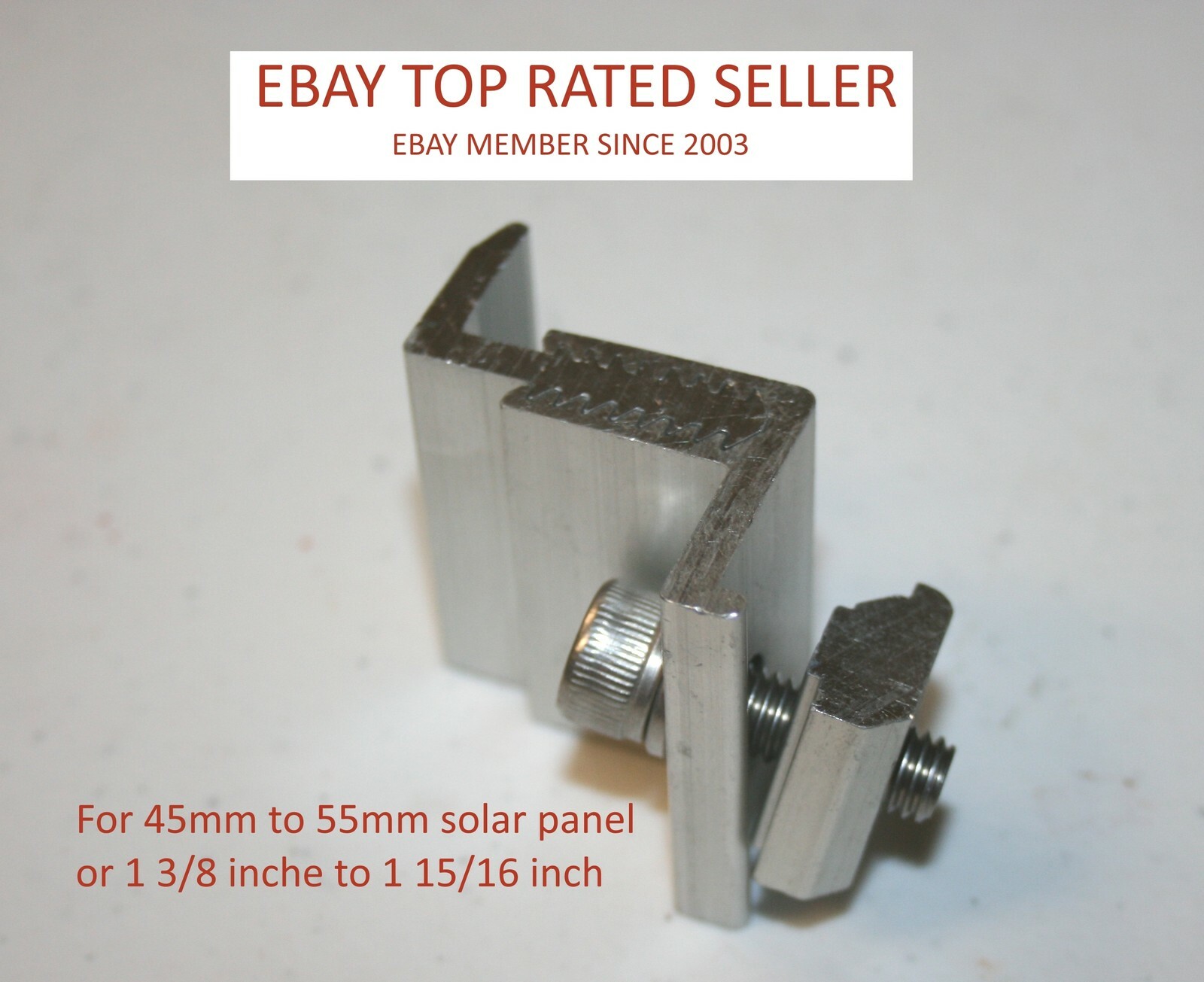 Solar Panel Mounting Brackets-Adj End Clamp fit 35mm to 50mm -Pack of 20