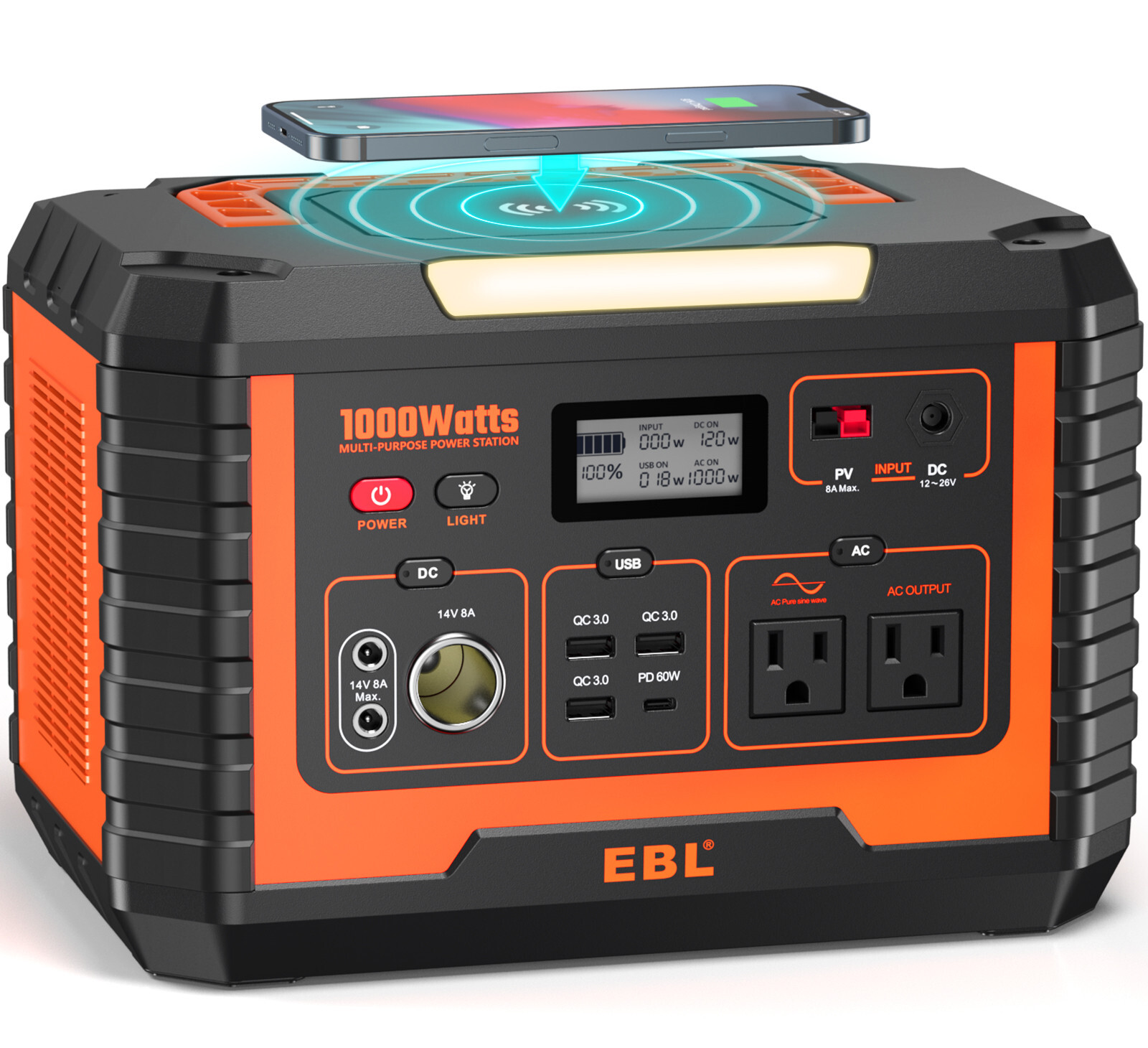 1000W Portable Power Station Solar Generator Camping Emergency Backup Power Bank