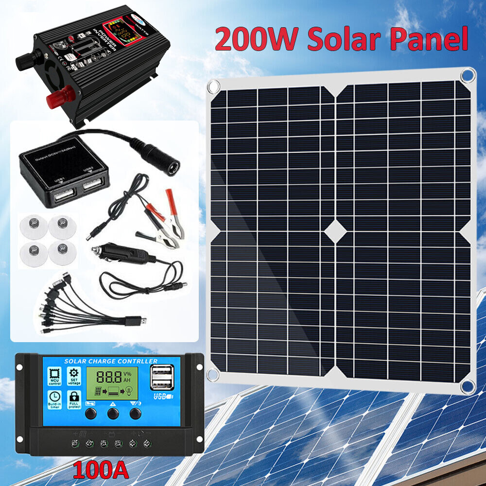 6000W Complete Solar Panel Kit Solar Power Generator 100A Home 110V Grid System