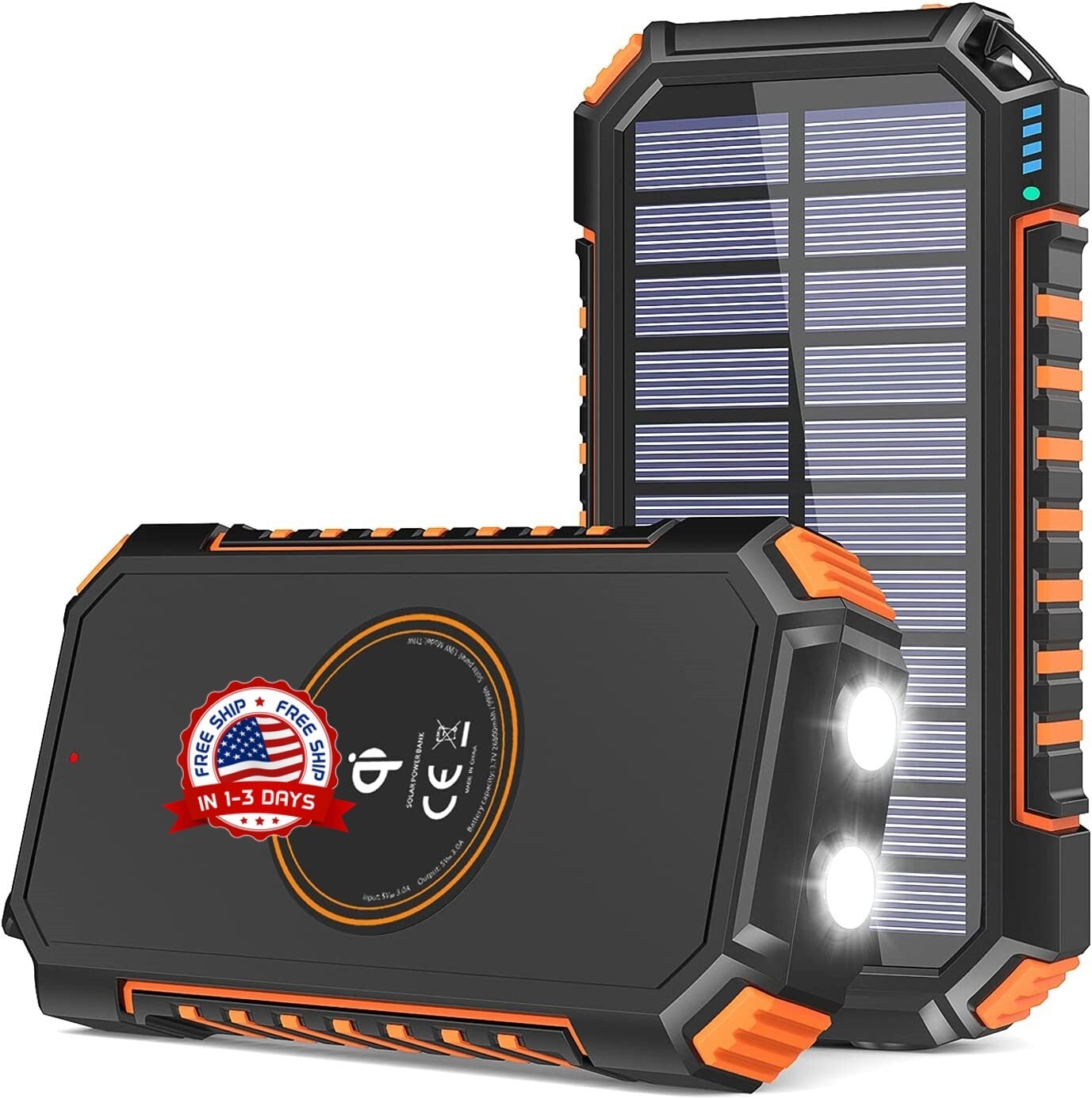 Power Bank 26800Mah Cargador Portátil Inalámbrico Solar Para iPhone iPad Samsung