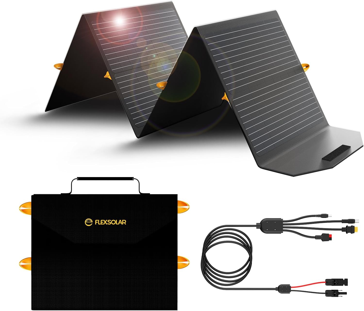 [Upgraded] Flexsolar 120W Foldable Solar Panels Chargers 20V-28V DC Output IP67