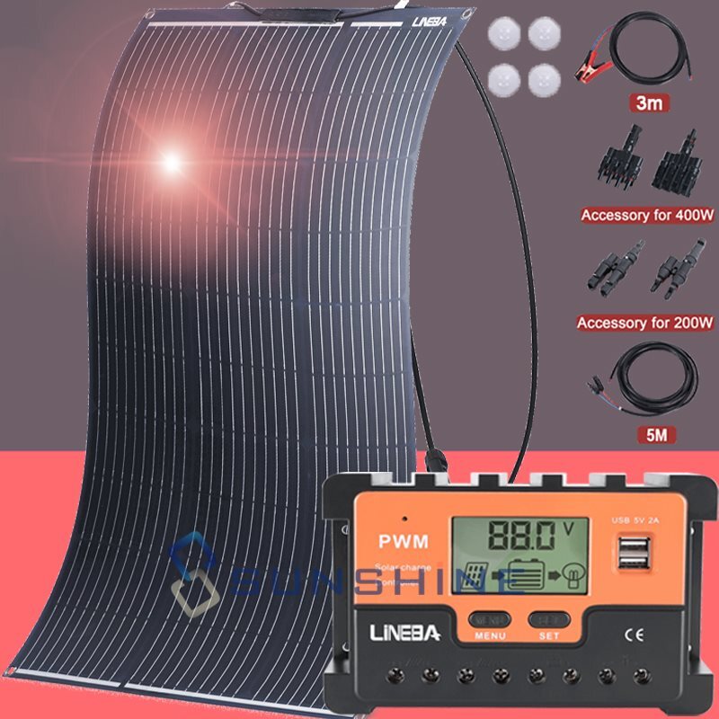 Upgraded Flexible 100W 400W Mono Solar Panel 12V Power Portable Camping Home RV