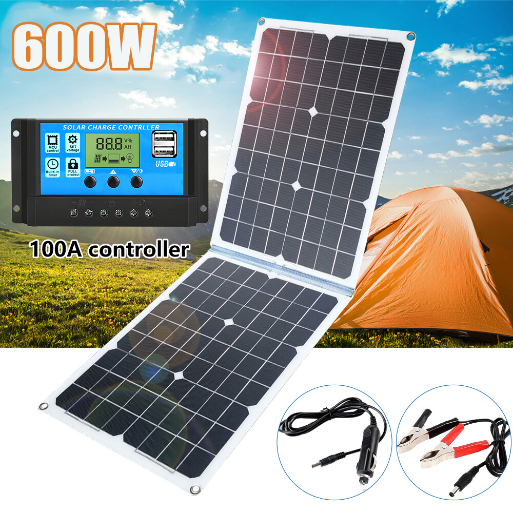 Portable 600W Foldable Solar Panel Kit Solar Generator Power Station Off-Grid RV