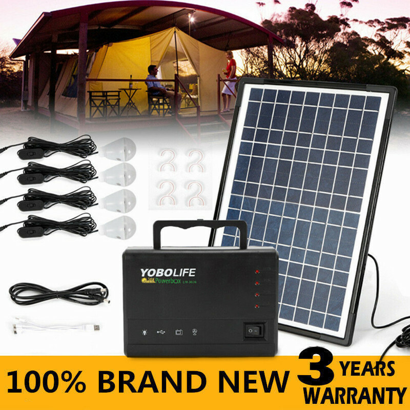 Portable Generator Solar Panel Kit Power Station w/ Battery Charger Power Bank