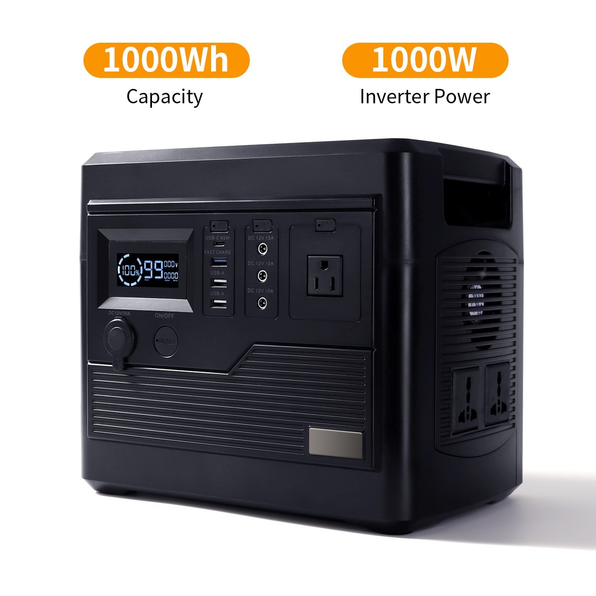 Portable Power Station 1000W 1000Wh Solar Generator For Camping Trip RV Life