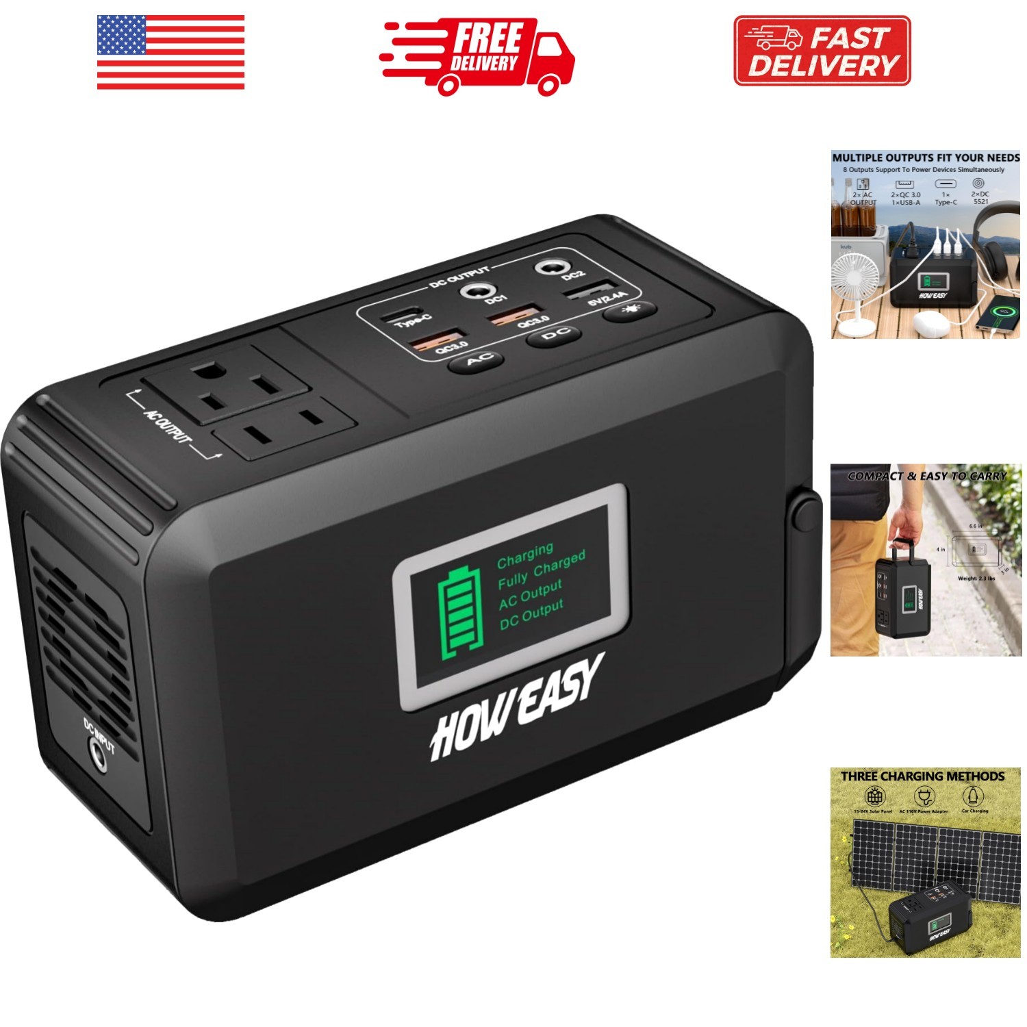 Portable Power Station120W240W Peak, 24000mAh Camping Solar Generator, Portab…