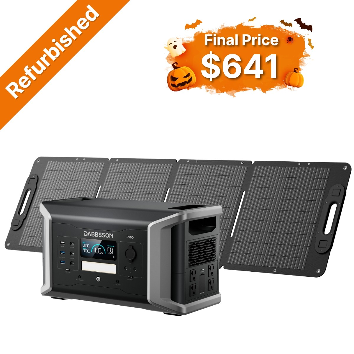 Dabbsson 1024Wh 2000W Power Station Solar Generator with 120W Solar Panel for RV