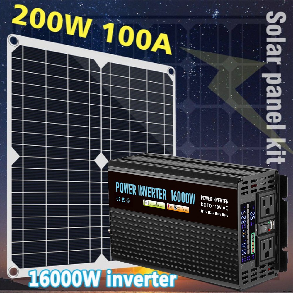 16000W Complete Solar Panel Kit Solar Power Generator 100A Home 110V Grid System