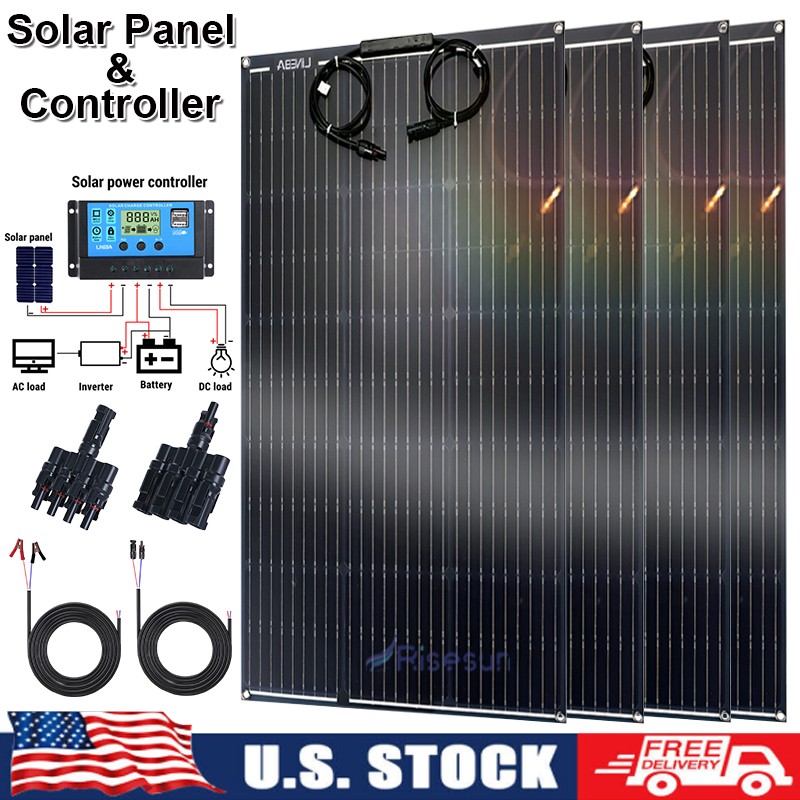 200W 400W Watt Mono Solar Panel Kit 12V Battery Charger RV Home Off-Grid Boat