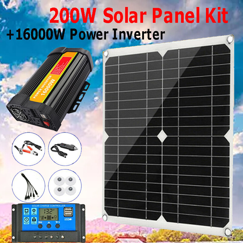 16000W Solar Panel Kit Solar Power Inverter Generator 100A Home 110V Grid System