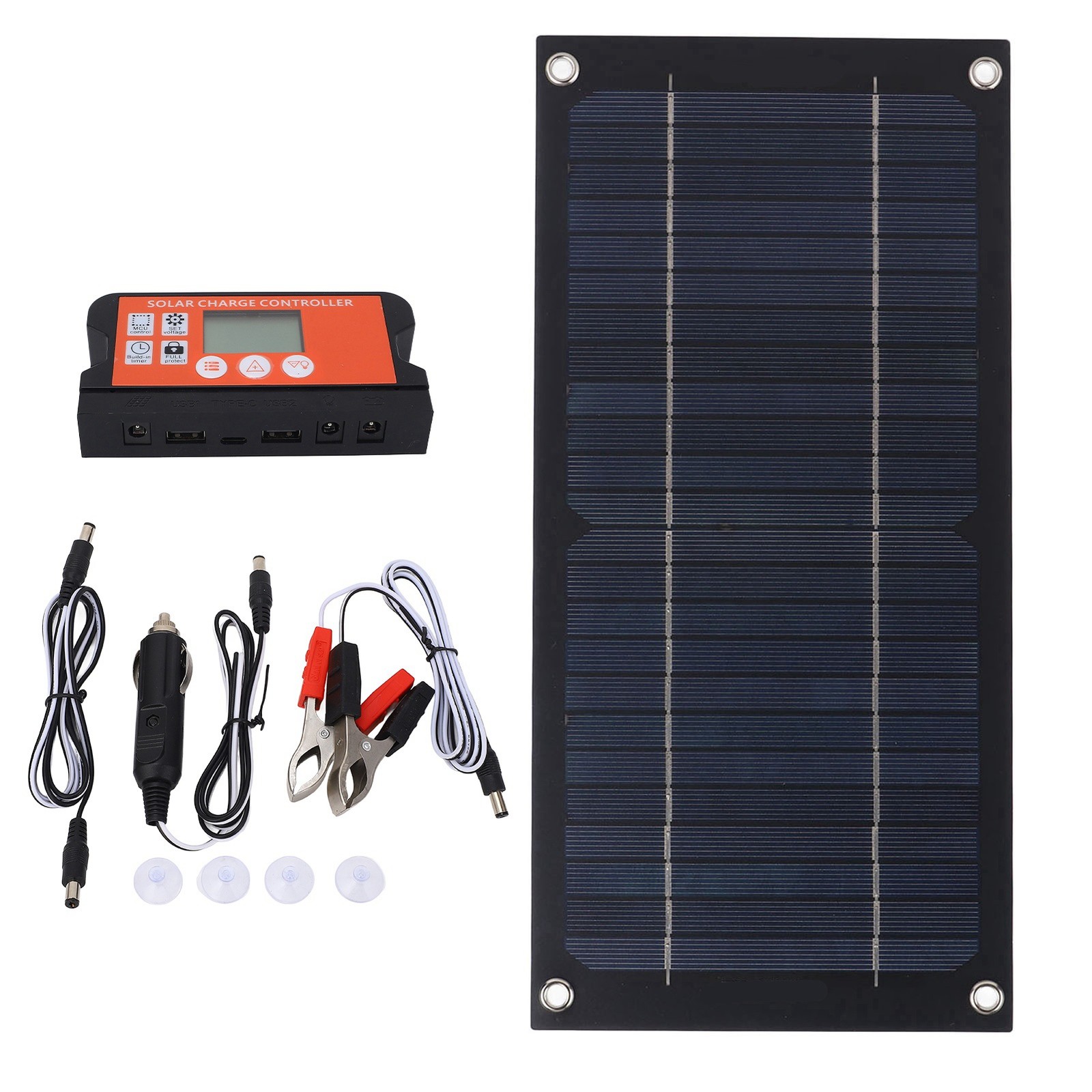 600W Solar Panel Charger 12-24V 100A Portable Solar Panel Kit Monocrystalline