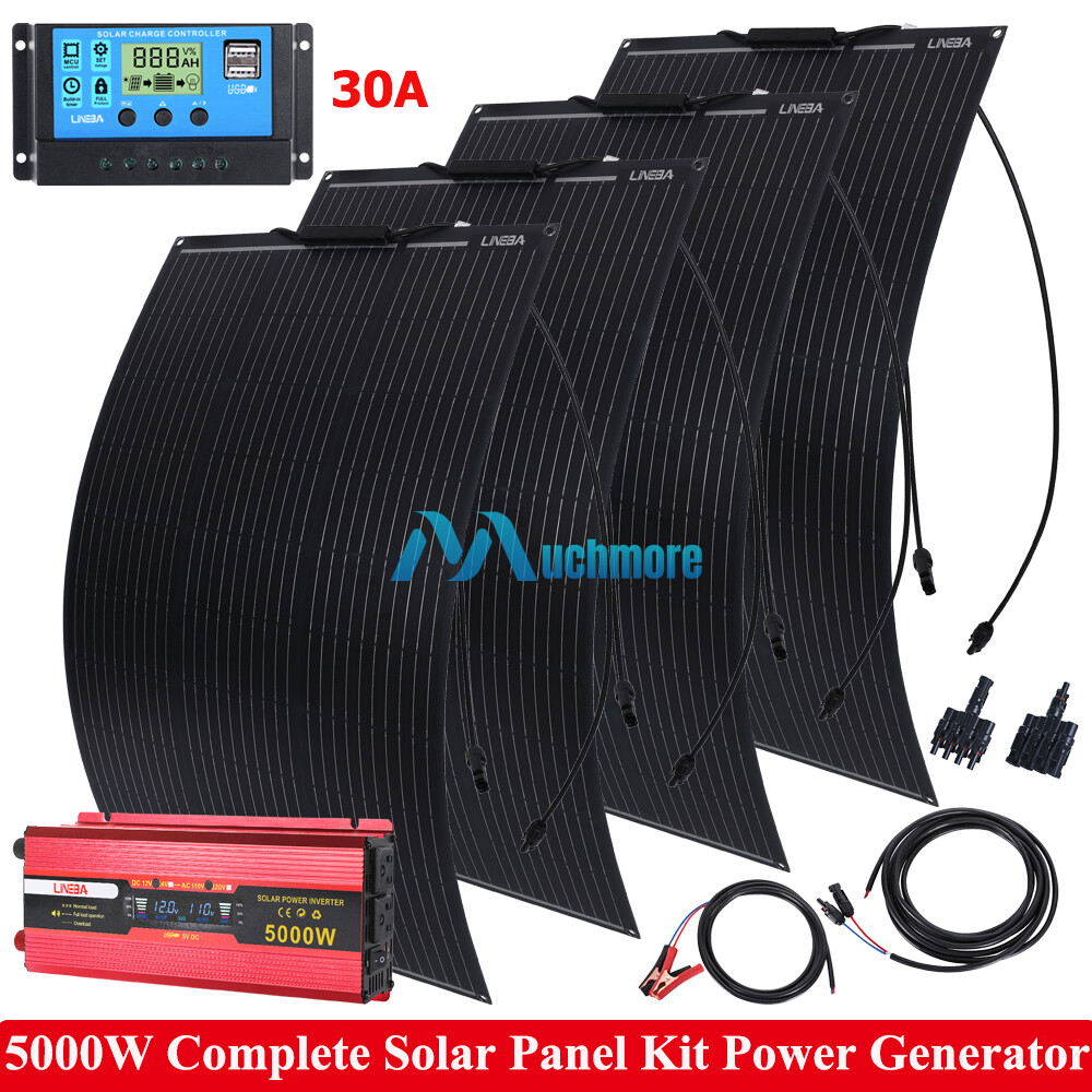 5000W Complete Solar Power Generator 400W Solar Panel Kit Home 110V Grid System