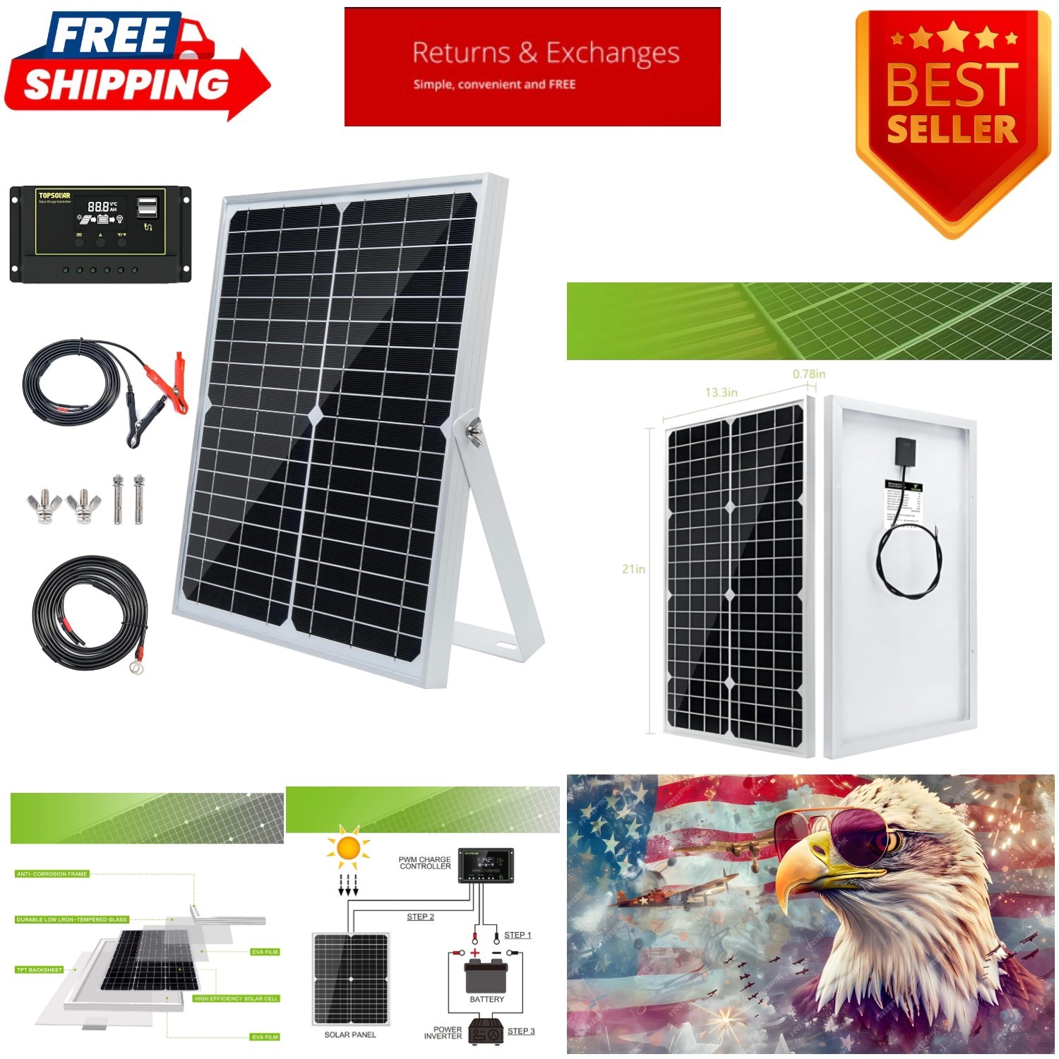 Compact 30W Solar Charger for Cars, RVs & Boats – Lightweight & Portable Design