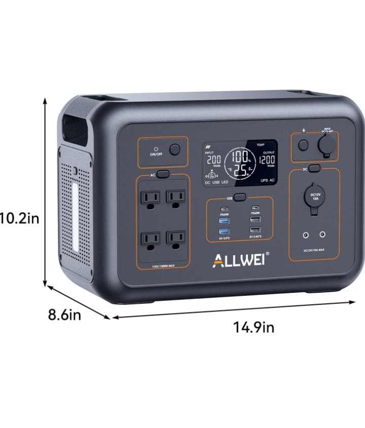 ALLWEI LiFePO4 Portable Power Station 1200W 1008Wh SolarGeneratorWE SHIP OVERSEA