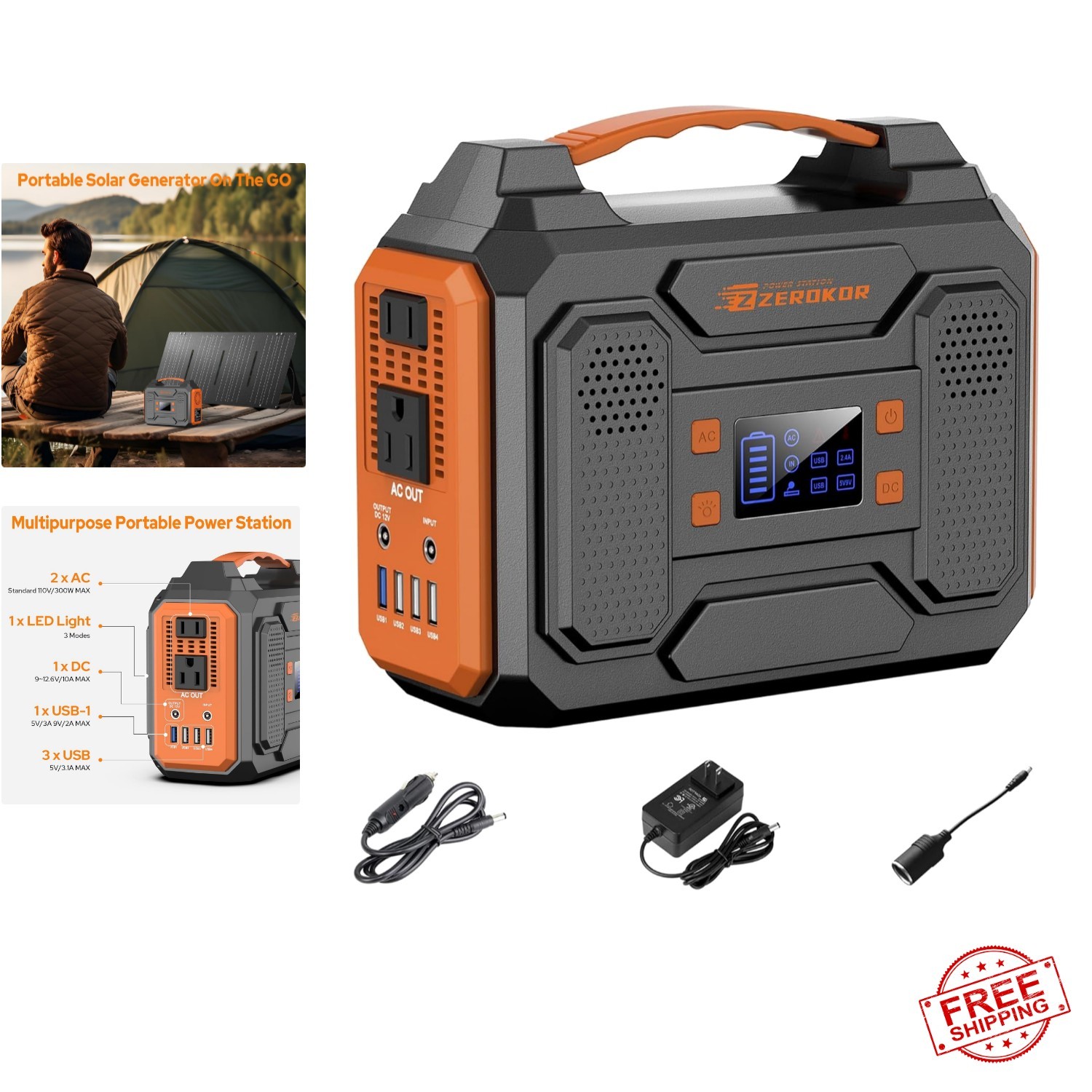 Portable Power Station 300W – 280Wh Solar Generator for Camping & Outdoor Use
