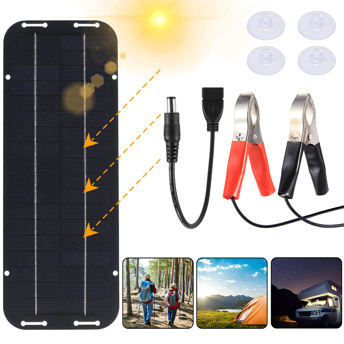 30W Solar Panel 12V Trickle Charger Battery Charger Kit Maintainer Boat Car