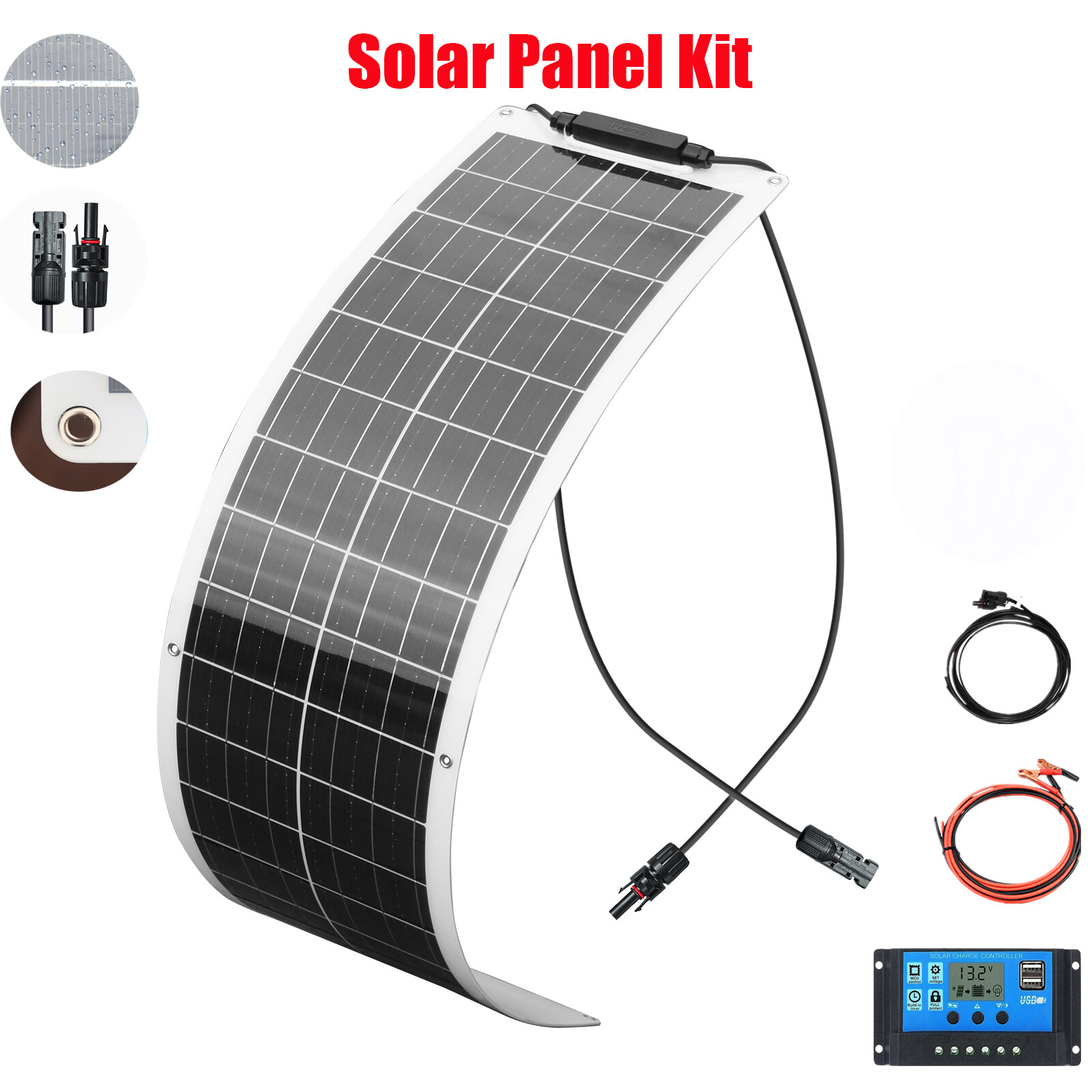 19.8V 50W Flexible Solar Panel Kit for Outdoor Charging Camping Off-Grid Power