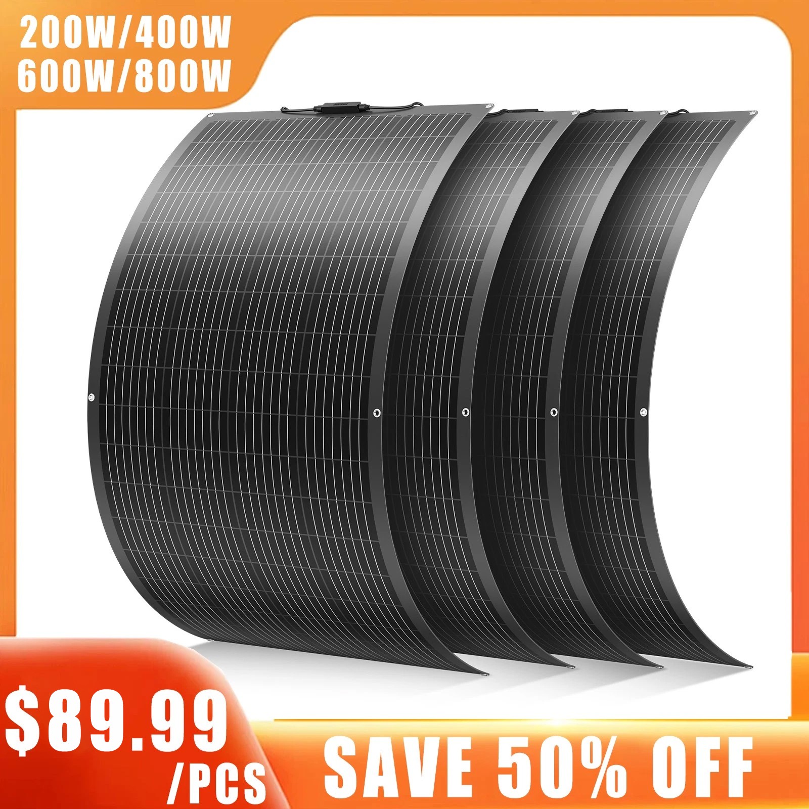 200W 400W 600W 1000W Flexible Mono Solar Panel 12V Off-Grid RV Camping Home Boat