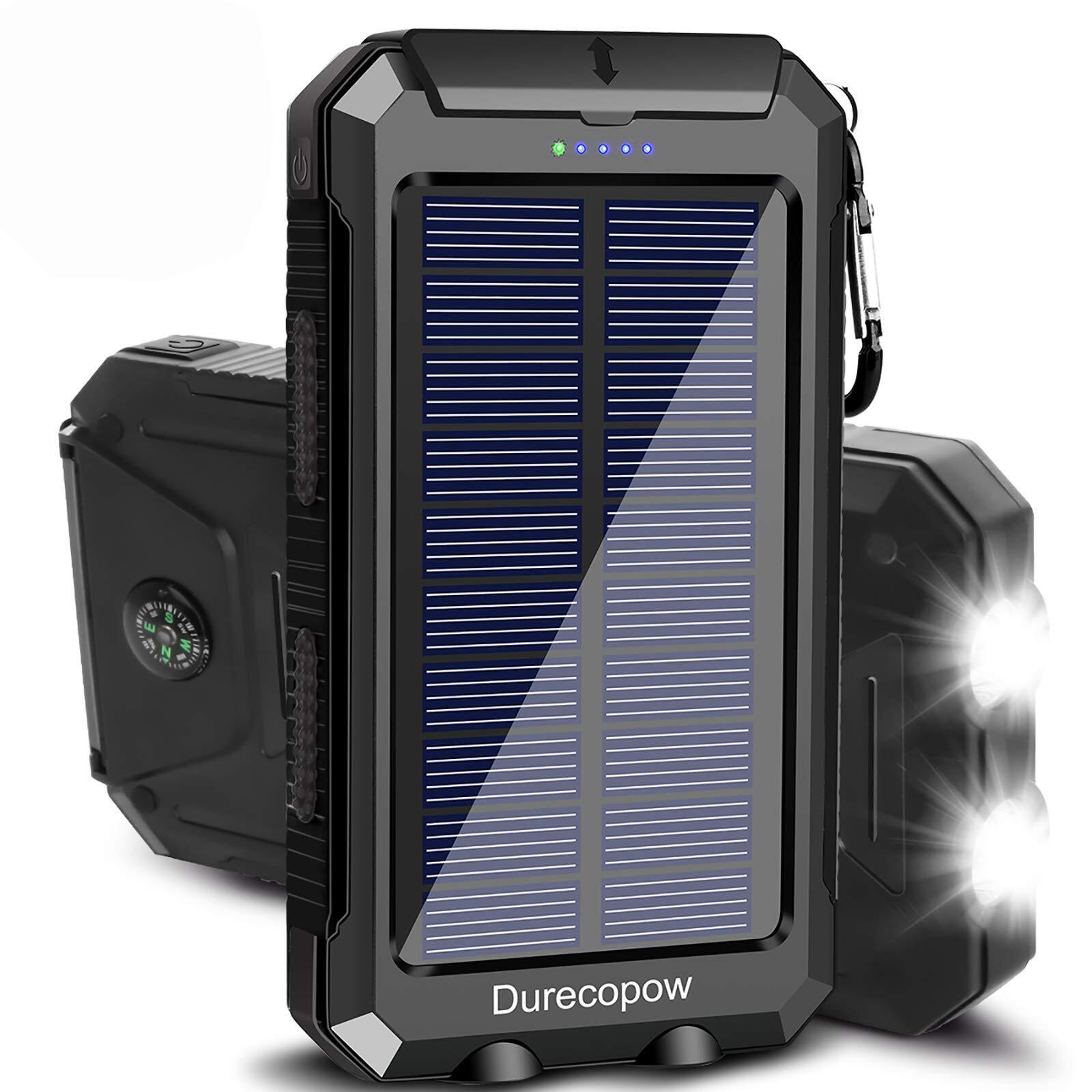 20000mAh Solar Power Bank Portable Charging Phone Charger for Hiking Camping